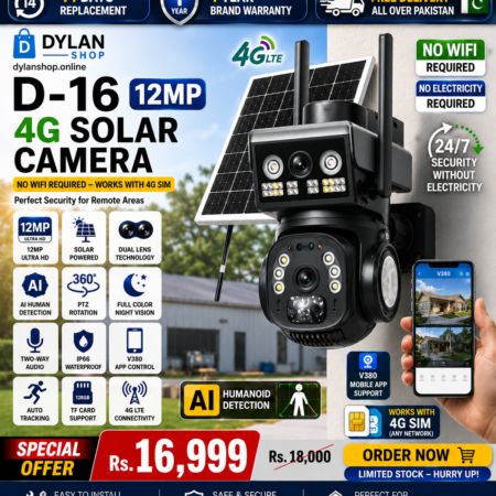 D-16 4G Camera12MP V380 Dual Lens Solar