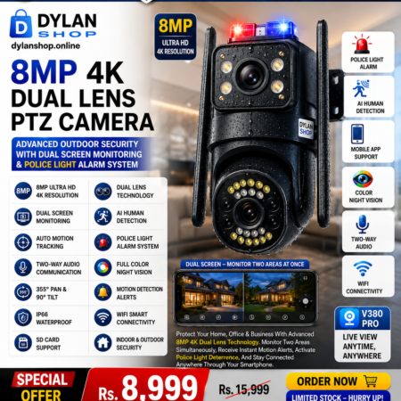 8MP 4K Dual Lens Outdoor PTZ IP Camera